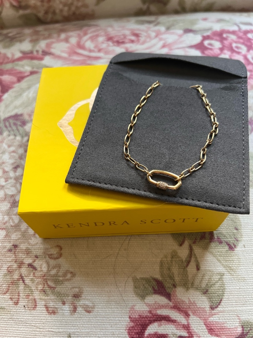 Kendra Scott Bristol 18k Gold Vermeil Link Necklace in White 💎 Sapphire